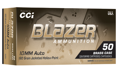 Blazer Ammunition Brass 10mm 180 Grain Jacketed Hollow Point Ammunition – 50 Rounds