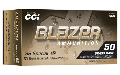 CCI Blazer .38 Special 125 Grain Jacketed Hollow Point Ammunition – 50 Rounds, +P