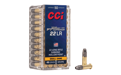 CCI Suppressor .22 LR 45 Grain Hollow Point Ammunition – 50 Rounds