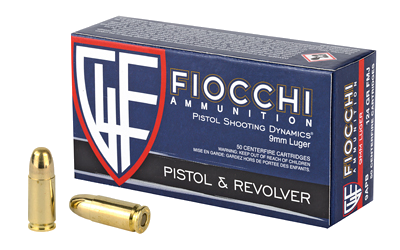 Fiocchi 9mm 124 Grain Full Metal Jacket Ammunition – 50 Rounds