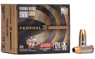 Federal Hydra-Shok 9mm 124 Grain Ammunition – 20 Rounds