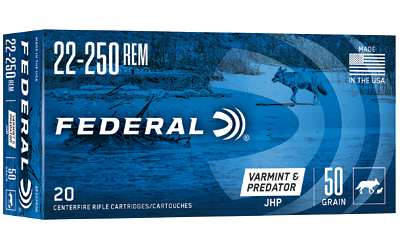Federal Ae .22-250 Rem 50 Grain Jacketed Hollow Point Ammunition – 20 Rounds