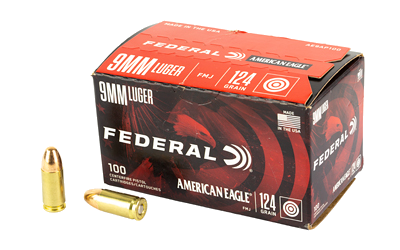 Federal Am Eagle 9mm 124 Grain Full Metal Jacket Ammunition – 100 Rounds