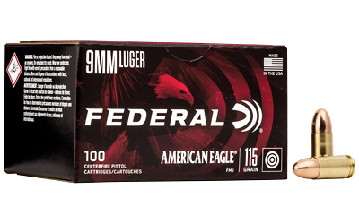 Federal Am Eagle 9mm 115 Grain Full Metal Jacket Ammunition – 100 Rounds