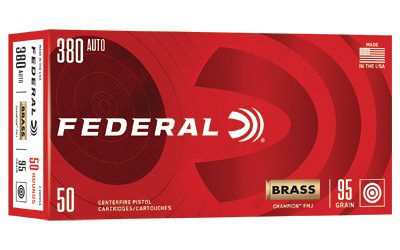 Federal Champ .380 Auto .380 ACP 95 Grain Full Metal Jacket Ammunition – 50 Rounds