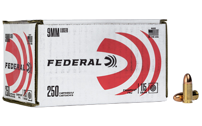 Federal Champ 9mm 115 Grain Full Metal Jacket Ammunition – 250 Rounds