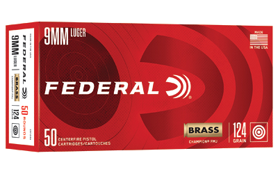 Federal Champ 9mm 124 Grain Full Metal Jacket Ammunition – 50 Rounds