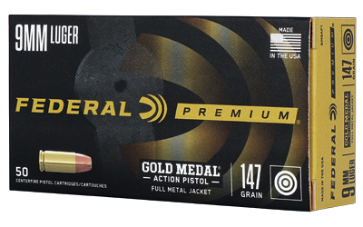 Federal Gold Medal 9mm 147 Grain Full Metal Jacket Ammunition – 50 Rounds