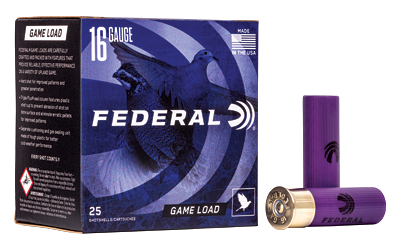 Federal Game Load 16 Gauge #8 Shot Ammunition – 25 Rounds