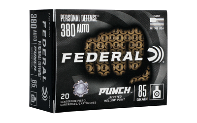 Federal Pd Punch .380 Auto .380 ACP 85 Grain Jacketed Hollow Point Ammunition – 20 Rounds