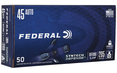 Federal Syntech Defense .45 ACP 205 Grain Semi Jacketed Hollow Point Ammunition – 50 Rounds