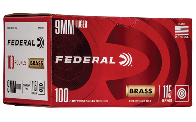 Federal Champ 9mm 115 Grain Full Metal Jacket Ammunition – 100 Rounds