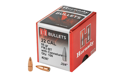 Hornady 22 Caliber .224 with C 100-Count 55 Grain Bullets – 100-Pack