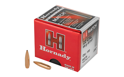 Hornady Match .22 Caliber .224 100-Count 68 Grain Bullets – 100-Pack