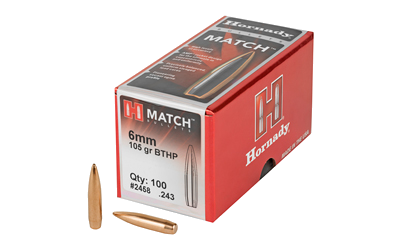 Hornady Match 6mm .243 100-Count .243 Win 105 Grain Bullets – 100-Pack