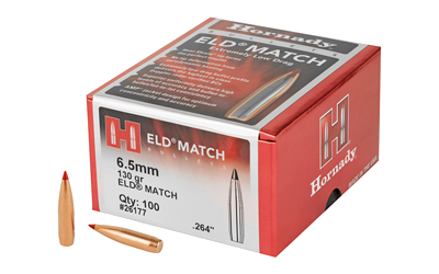 Hornady Eld-M .264 100-Count 6.5mm 130 Grain Bullets – 100-Pack