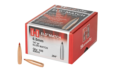 Hornady Eld-M .264 100-Count 6.5mm 147 Grain Bullets – 100-Pack
