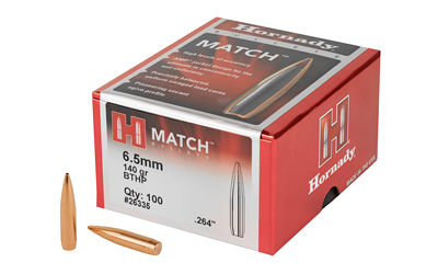 Hornady Match .264 100-Count 6.5mm 140 Grain Bullets – 100-Pack