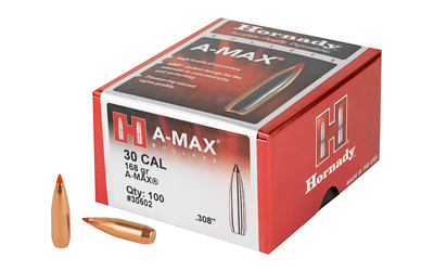 Hornady Match A-Max .30 Caliber 100-Count .308 Win 168 Grain Bullets – 100-Pack