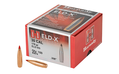 Hornady Eld-X .30 Caliber .308 100-Count .308 Win 178 Grain Bullets – 100-Pack