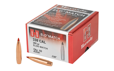 Hornady Eld-M .338 Caliber 50 .338 Lapua 285 Grain Bullets – 50-Pack