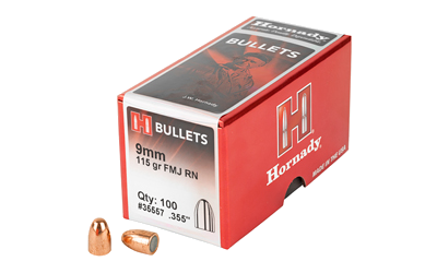 Hornady Fmj-Rn 9mm 115 Grain Bullets – 100-Pack