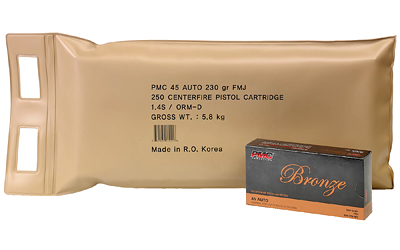 PMC Ammunition .45 ACP 230 Grain Full Metal Jacket Ammunition – 250 Rounds