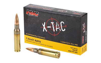 PMC Ammunition Xtac 762nato 7.62mm 147 Grain Full Metal Jacket Ammunition – 20 Rounds