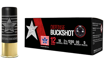 Stars and Stripes Defense Ammunition 12 Gauge BUCKSHOT Ammunition – 10 Rounds