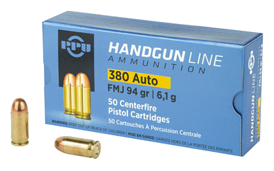 Prvi Partizan .380 ACP 94 Grain Full Metal Jacket Ammunition – 50 Rounds