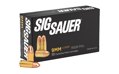 SIG Sauer Ammo 9mm 115 Grain Full Metal Jacket Ammunition – 50 Rounds