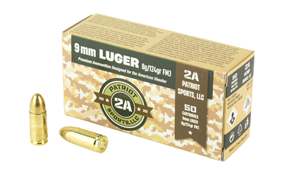 STV Technology Patriot Sports 9mm 124 Grain Full Metal Jacket Ammunition – 50 Rounds