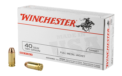 Winchester USA .40 S&W 180 Grain Full Metal Jacket Ammunition – 50 Rounds