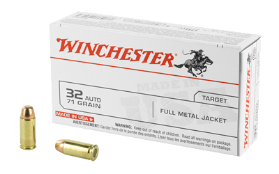 Winchester USA .32 ACP 71 Grain Full Metal Jacket Ammunition – 50 Rounds
