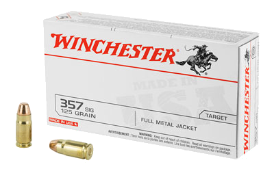 Winchester USA 357sig .357 SIG 125 Grain Full Metal Jacket Ammunition – 50 Rounds