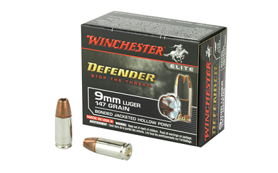 Winchester Defender 9mm 147 Grain Jacketed Hollow Point Ammunition – 20 Rounds