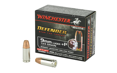 Winchester Defender 9mm 124 Grain Jacketed Hollow Point Ammunition – 20 Rounds