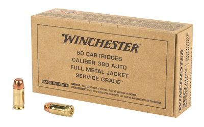 Winchester Service Grade 380 ACP 95 Grain Full Metal Jacket Ammunition – 50 Rounds