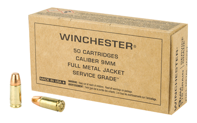 Winchester Service Grade 9mm 115 Grain Full Metal Jacket Ammunition – 50 Rounds