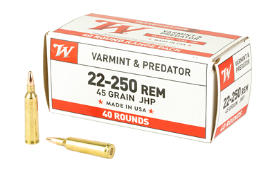 Winchester USA .22-250 Rem 45 Grain Jacketed Hollow Point Ammunition – 40 Rounds