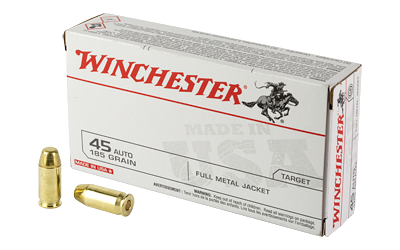 Winchester USA Target .45 ACP 185 Grain Full Metal Jacket Ammunition – 50 Rounds