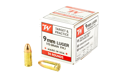 Winchester USA 9mm 115 Grain Full Metal Jacket Ammunition – 50 Rounds