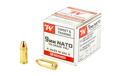 Winchester USA 9mm 124 Grain Full Metal Jacket Ammunition – 50 Rounds