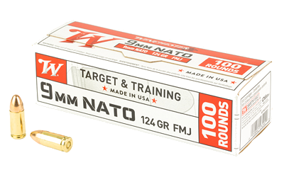 Winchester USA 9mm 124 Grain Full Metal Jacket Ammunition – 100 Rounds