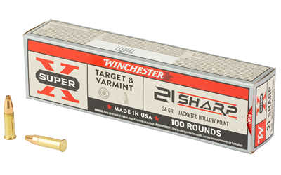 Winchester 21 Sharp Superx 34 Grain Jacketed Hollow Point Ammunition – 100 Rounds