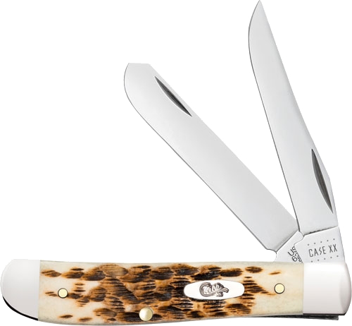 Case Knives Amber Bone Ss Peach Seed Jig Mini Trapper Knife