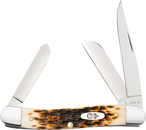 Case Knives Amber Bone Peach Seed Jig Medium Stockman Knife