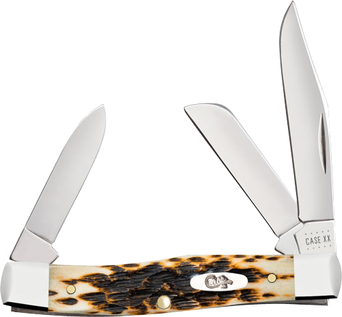 Case Knives Amber Bone Peach Seed Jig Medium Stockman Knife