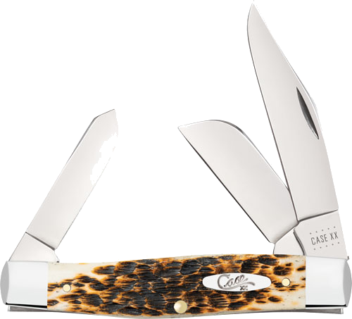Case Knives Amber Bone Peach Seed Jig Large Stockman Knife