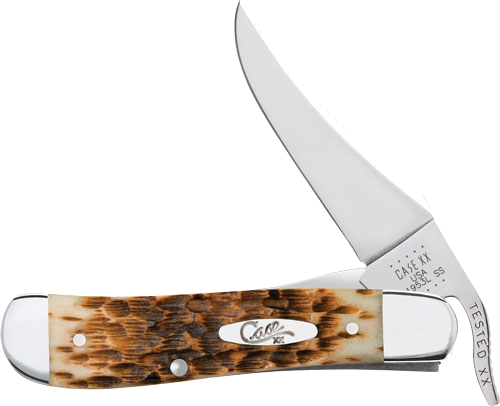 Case Knives Amber Bone Peach Seed Jig Russlock Knife